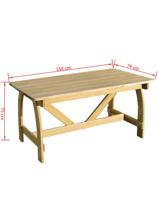 Sodo stalas, 150x74x75cm, impregnuota pušies mediena
