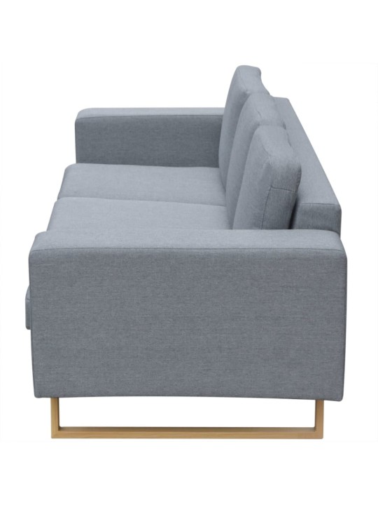 trivietė medžiaginė sofa, šviesiai pilkos spalvos