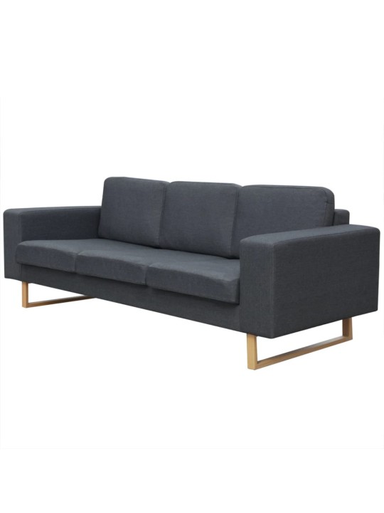 trivietė medžiaginė sofa, tamsiai pilkos spalvos