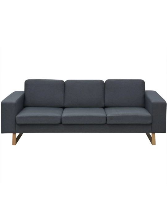 trivietė medžiaginė sofa, tamsiai pilkos spalvos