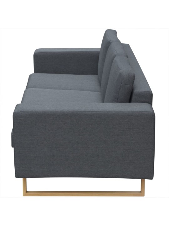 trivietė medžiaginė sofa, tamsiai pilkos spalvos