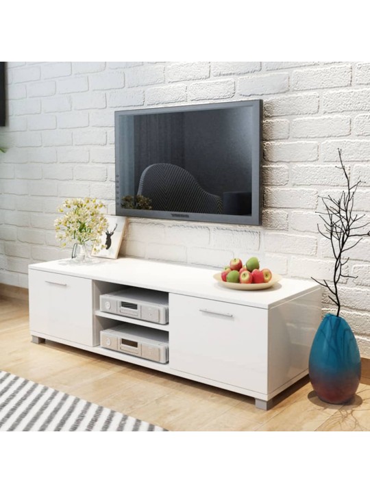 Televizoriaus spintelė, balta, 120x40,5x35cm, labai blizgi
