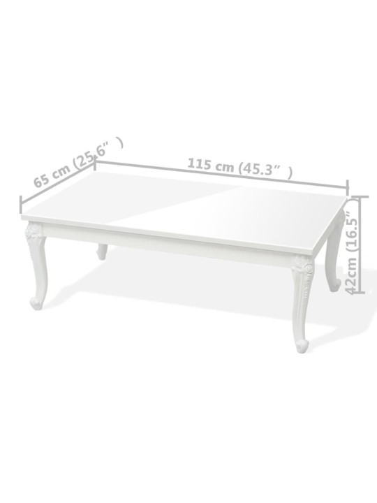 Kavos staliukas, baltas, 115x65x42cm, labai blizgus