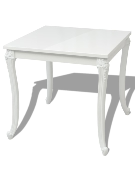 Valgomojo stalas, 80x80x76 cm, labai blizgus, baltas