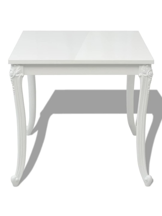 Valgomojo stalas, 80x80x76 cm, labai blizgus, baltas