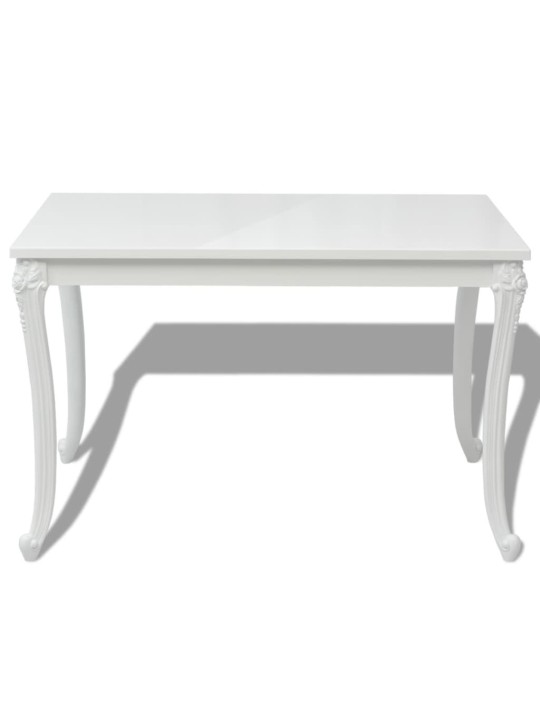 Valgomojo stalas, 116x66x76cm, labai blizgus, baltas