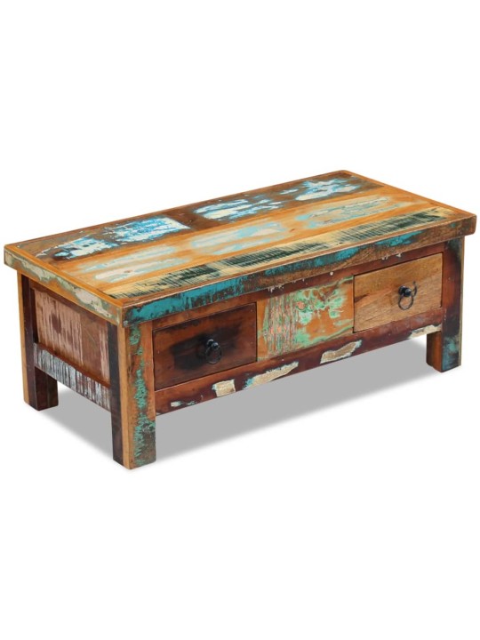 Kavos staliukas su stalčiais, perdirbta mediena, 90x45x35 cm