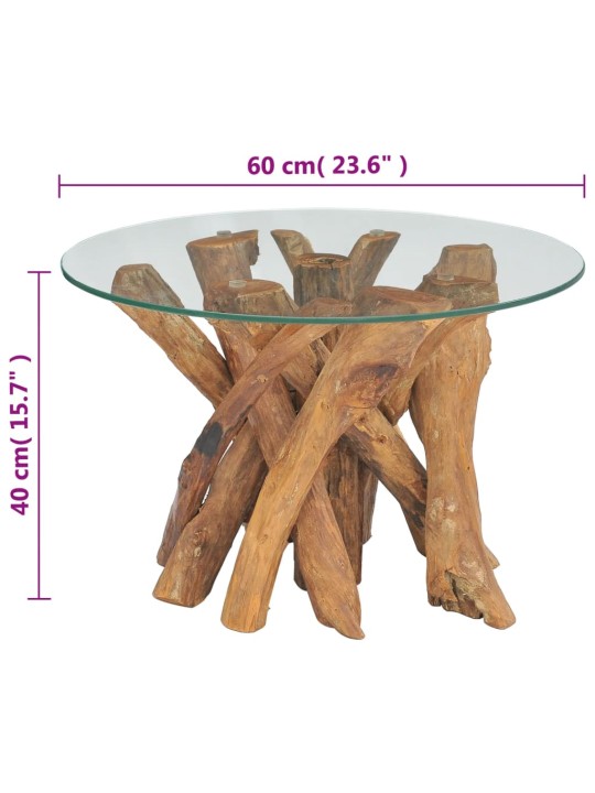 Kavos staliukas, masyvi tikmedžio mediena, 60 cm