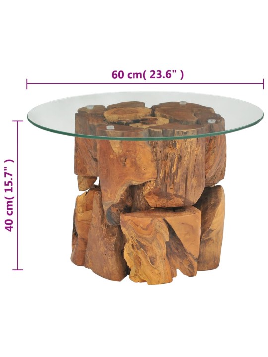 Kavos staliukas, tikmedžio medienos masyvas, 60 cm