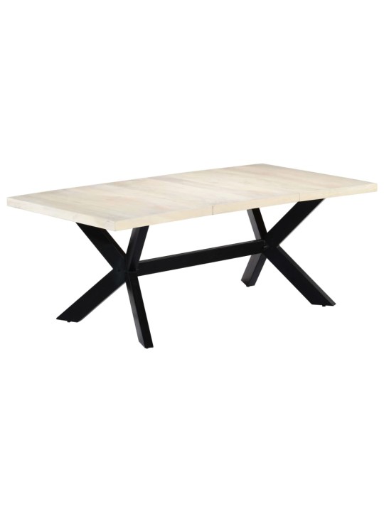 Valgomojo stalas, baltas, 200x100x75 cm, mango med. masyvas