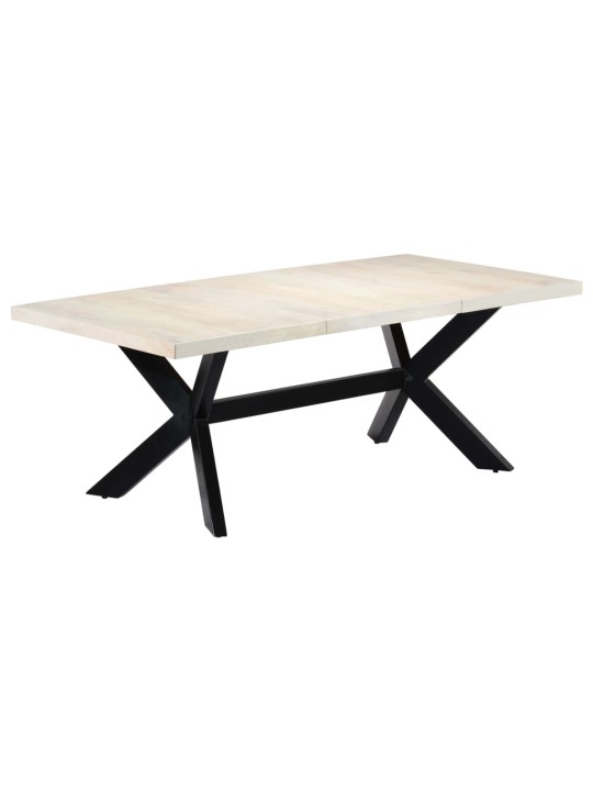 Valgomojo stalas, baltas, 200x100x75 cm, mango med. masyvas