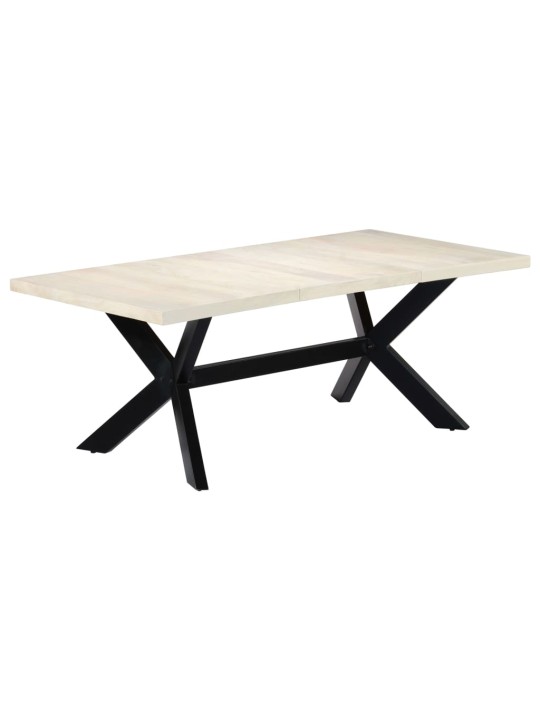 Valgomojo stalas, baltas, 200x100x75 cm, mango med. masyvas