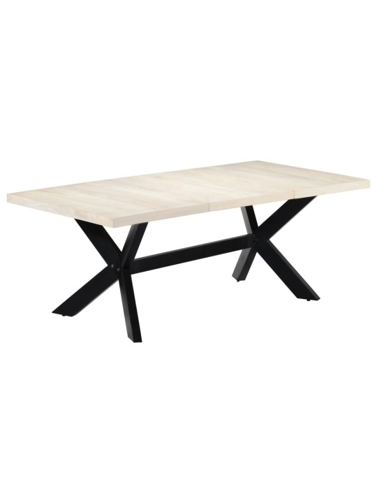 Valgomojo stalas, baltas, 200x100x75 cm, mango med. masyvas