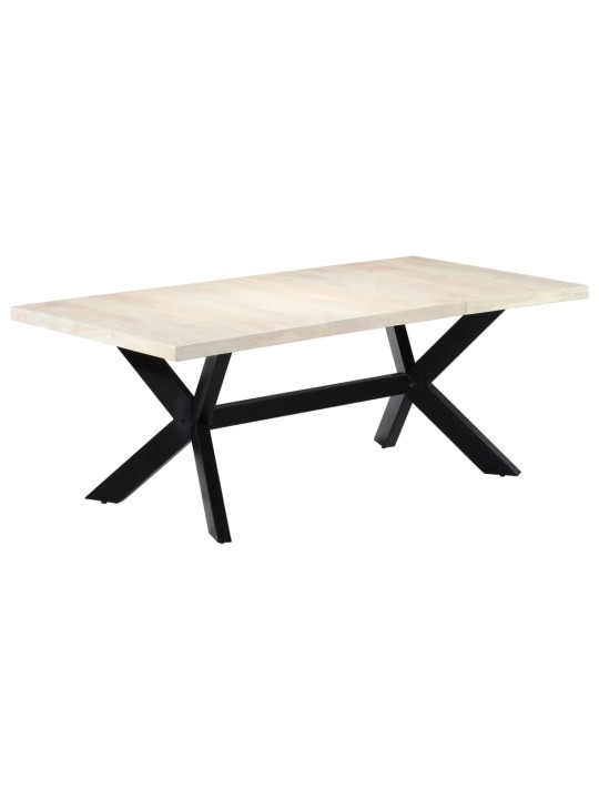 Valgomojo stalas, baltas, 200x100x75 cm, mango med. masyvas