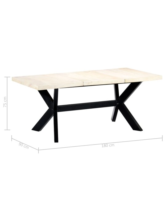 Valgomojo stalas, baltas, 180x90x75cm, mango med. masyvas