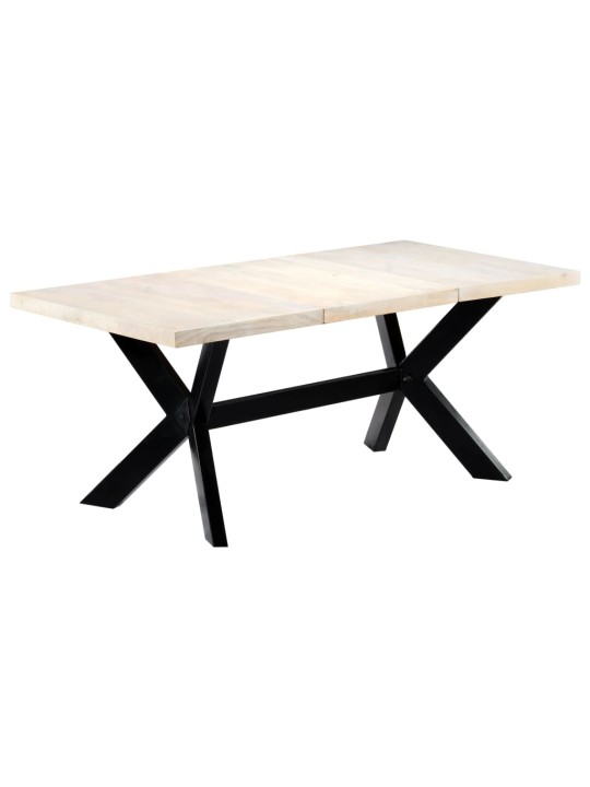 Valgomojo stalas, baltas, 180x90x75cm, mango med. masyvas