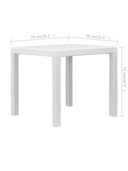 Sodo stalas, baltos sp., 79x79x72 cm, plastikas, rat. imit.