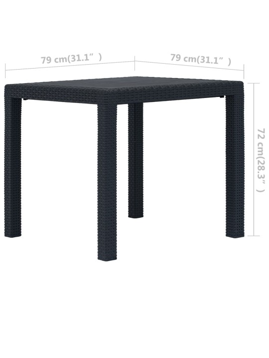 Sodo stalas, antracito sp., 79x79x72 cm, plastikas, rat. imit.