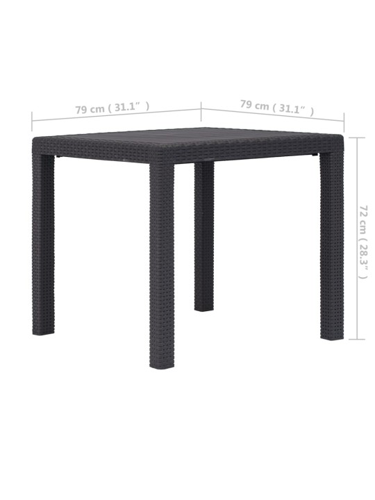 Sodo stalas, rudos sp., 79x79x72 cm, plastikas, rat. imit.