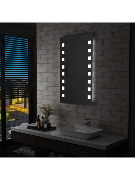 Sieninis vonios kambario veidrodis su LED, 60x100cm