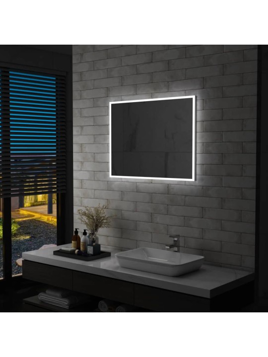 Sieninis vonios kambario veidrodis su LED, 80x60cm