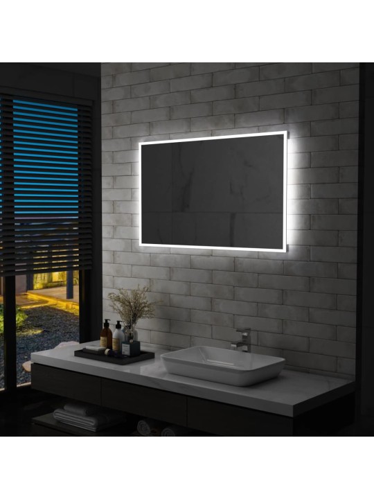 Sieninis vonios kambario veidrodis su LED, 100x60cm