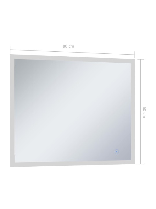 Sieninis vonios kambario veidrodis su LED ir jutikliu, 80x60cm