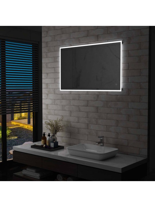 Sieninis vonios kambario veidrodis su LED ir jutikliu, 100x60cm