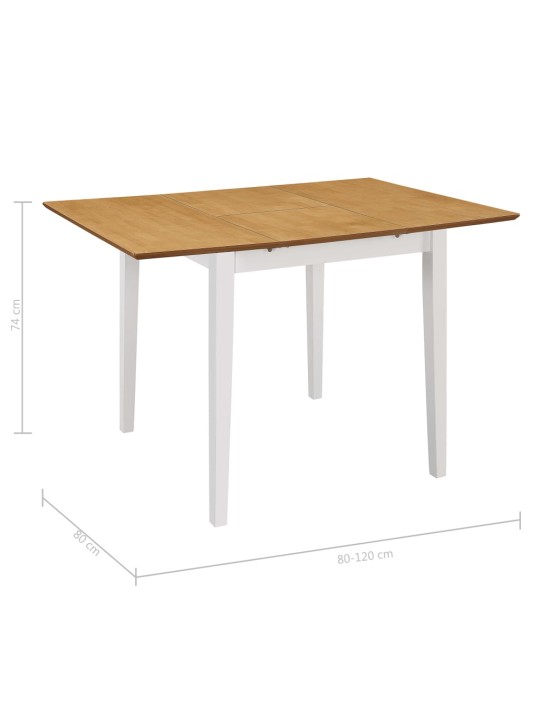 Išskleidž. valg. stalas, baltas, (80x120)x80x74 cm, MDF