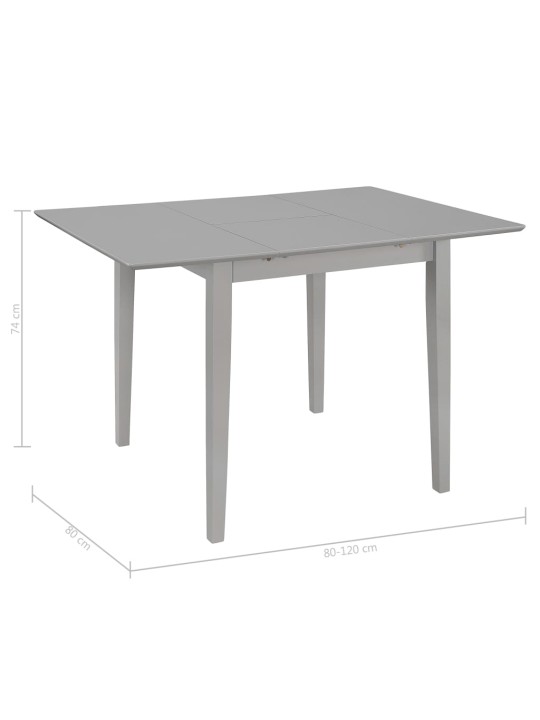 Išskleidž. valg. stalas, pilkas, (80x120)x80x74 cm, MDF