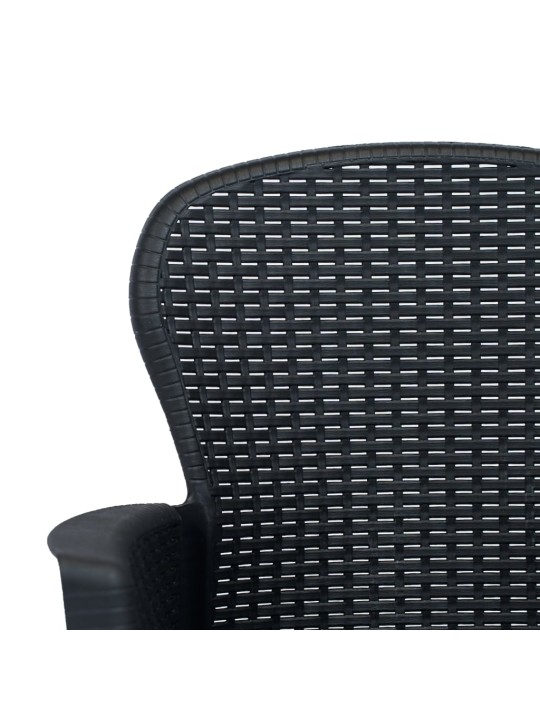 Lauko valg. baldų komplekt., 5d., antrac. sp., ratano imitacija