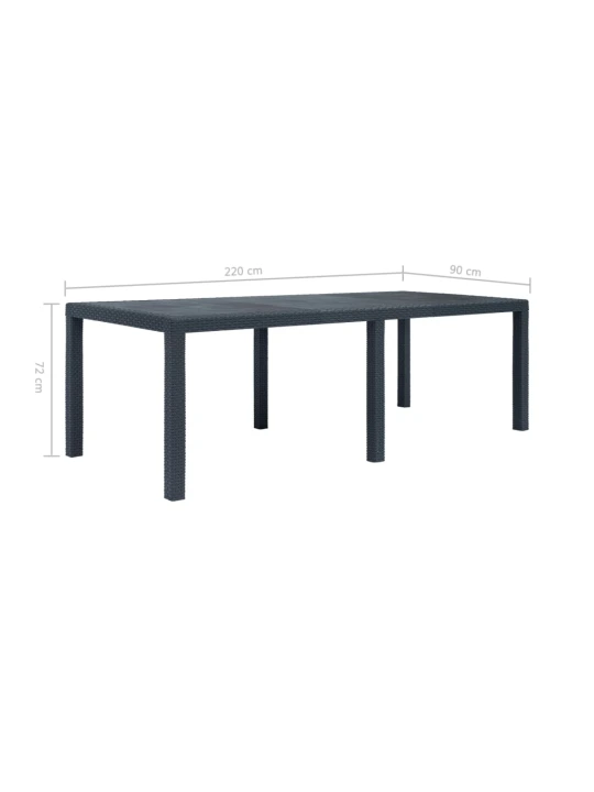 Lauko valg. baldų kompl., 9d., antrac. sp., plast., rat. imit.