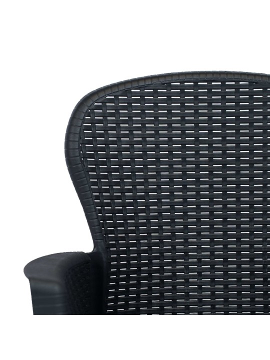 Lauko valg. baldų kompl., 9d., antrac. sp., plast., rat. imit.