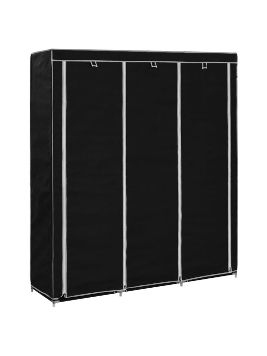 Drab. spinta su skyr. ir stryp., juoda, 150x45x175cm, audinys