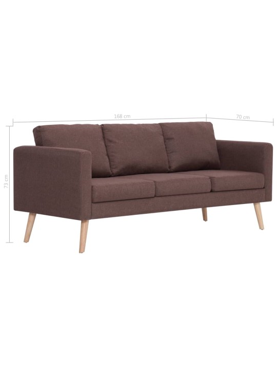 Trivietė sofa, ruda, audinys