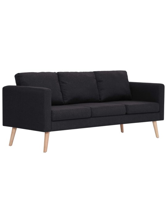 Trivietė sofa, juoda, audinys