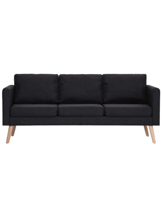 Trivietė sofa, juoda, audinys