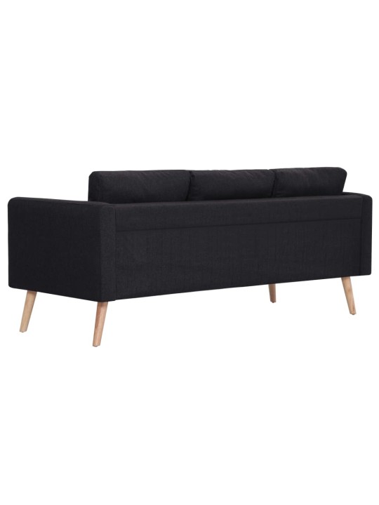 Trivietė sofa, juoda, audinys