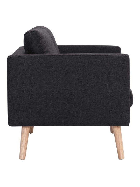 Trivietė sofa, juoda, audinys