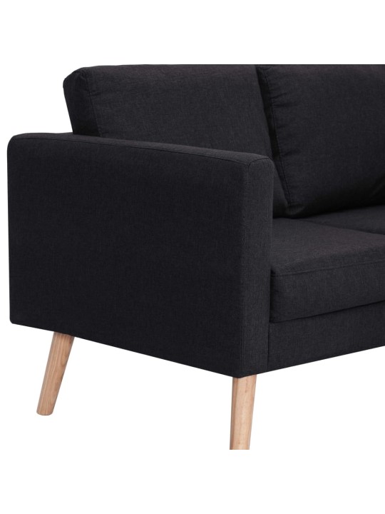 Trivietė sofa, juoda, audinys