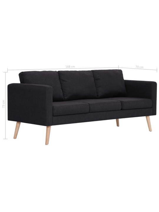 Trivietė sofa, juoda, audinys