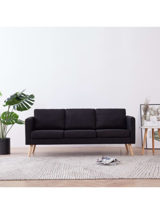 Trivietė sofa, juoda, audinys