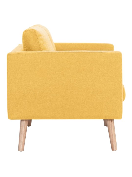 Trivietė sofa, geltona, audinys