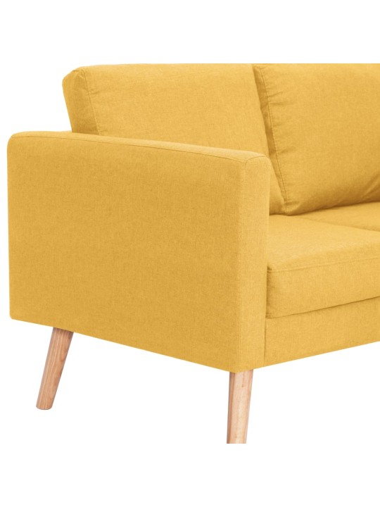 Trivietė sofa, geltona, audinys