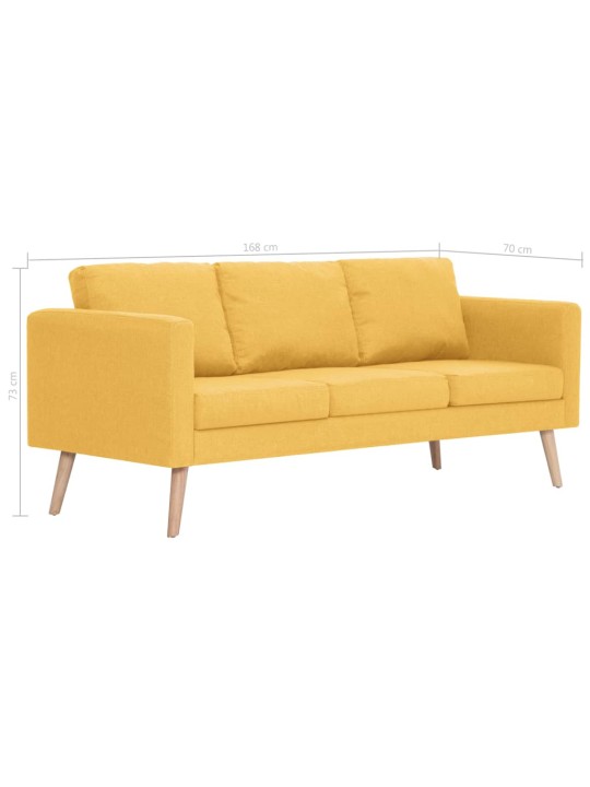 Trivietė sofa, geltona, audinys