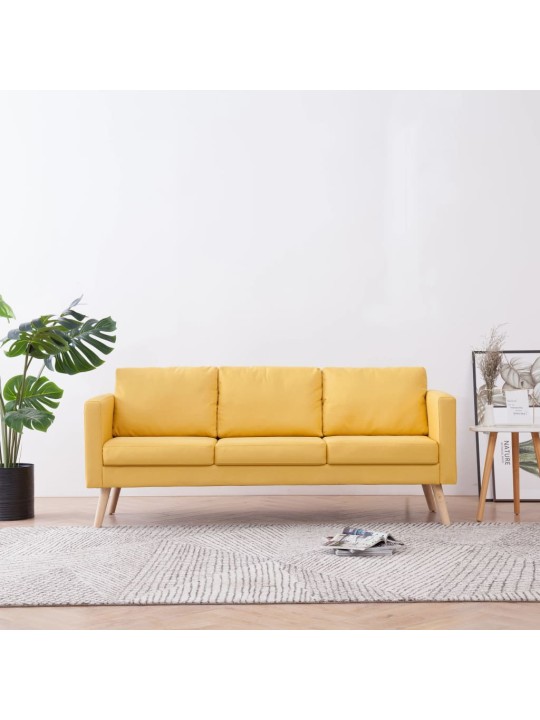 Trivietė sofa, geltona, audinys