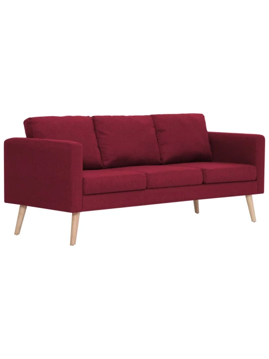 Trivietė sofa, vyno raudonos spalvos, audinys