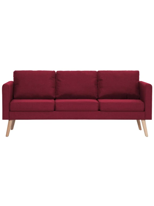 Trivietė sofa, vyno raudonos spalvos, audinys