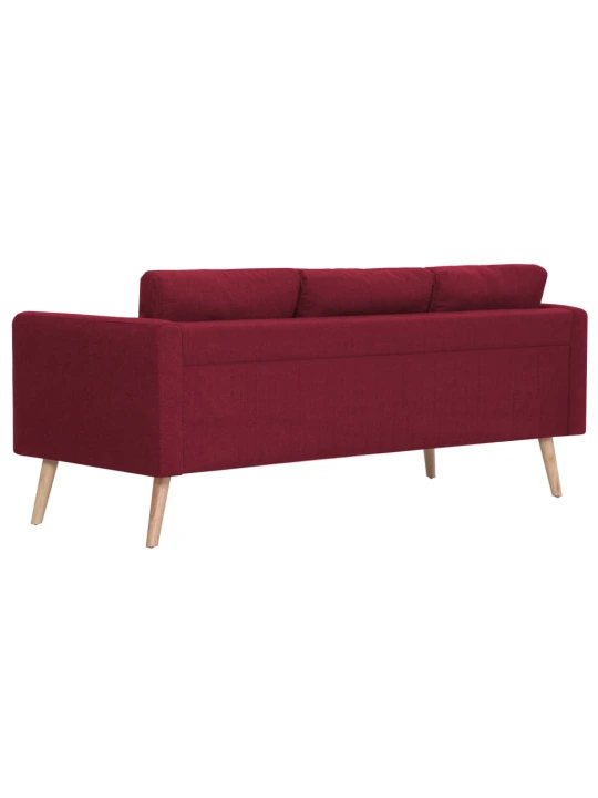 Trivietė sofa, vyno raudonos spalvos, audinys