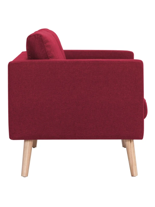 Trivietė sofa, vyno raudonos spalvos, audinys